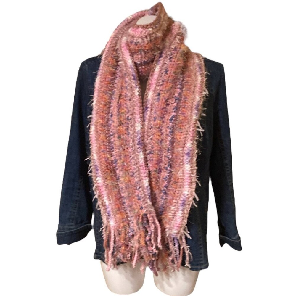 Handmade Gypsy, Bohemian, Boho Scarf With Pinks, Sparkle, Fuzzy and More! - Picture 5 of 6